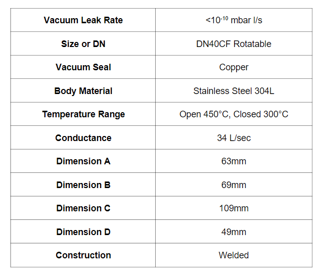 VACGEN 全金屬角閥 ZCR40R 產(chǎn)品規(guī)格