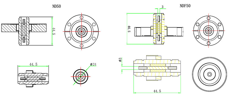 ND50/NDF50 N型同軸饋通尺寸